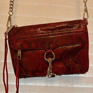 Rebecca minkoff maroon snakeskin python crossbody